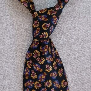 JSACO Silk Tie Italy Crest Emblem Pattern Men's Necktie